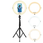 AgfaPhoto Ring Light Realiview ARL11XL Eclairage annulaire LED avec trépied - Lumière pour Téléphone Portable, Photos, Selfies, vidéos, Youtube, Maquillage, TikTok