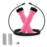 DLST Advanced Speed Skipping Rope,Conditioning&Fat Loss,adult Fitness Training,Bearing Wire Rope,Foam Handle,Interval Training&Double Unders,Working hard for health (Color : Pink)