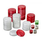 Backgammon stykker sæt Rød/Hvid 34 mm