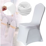 Housse de Chaise Mariage Blanche - Moderne Housse de Chaise Extensible pour Salle à Manger Bouquet de Mariage, Hôtel, Décor de Restaurant (50 pièces)