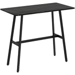 Table de bar - table mange debout - dim. 118L x 58l x 98H cm - châssis piètement acier noir plateau aspect marbre noir veiné blanc