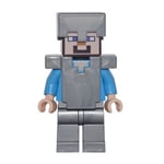 LEGO Minecraft Steve Minifigure with Iron Armor and Helmet from 21137