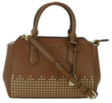 Michael Kors Brown Handbag Medium Top Handle Satchel Bag Hayes Studded Leather