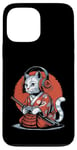 Coque pour iPhone 13 Pro Max Japon Kawaii Cat Samurai Casque Casque Manette de Jeu Vidéo