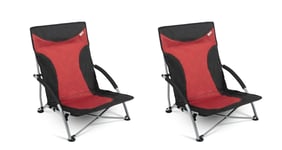 2 x Kampa Sandy Low Chair Folding Beach Ember Red