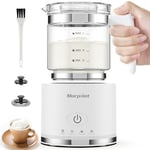 Morpilot Mousseur à Lait Électrique 4 en 1, Grande Capacité 500ml 600W Milk Frother en Verre à Mousse de Lait Chaude et Froide et Lait Chaud, Emulsionneur de Lait Divisé pour Cappuccino Macchiato