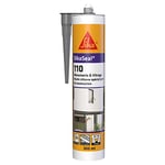 SIKA - Mastic silicone de construction - SikaSeal-110 Menuiserie & Vitrage gris - Joints de menuiseries et vitrages - Extérieur et intérieur - 300 ml