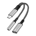 Nnbili-Adaptateur De Prise De Téléphone De Type C À 3.5mm,Charge Audio De Type C,Adaptateur Mx Pour Ipad Pro,Samsung S24,Xiaomi,Huawei,Pd 60w,2 En 1 - Type 60w Silvery Adapter