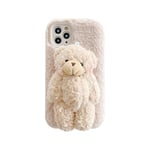 ZZYYLL Coque Compatible avec iPhone 12 Pro Max Fausse Ours en Trois Dimensions Mignon Peluche Moelleux Étui en TPU Souple Antichoc Housse de Protection pour Apple iPhone 12 Pro Max,Marron,iphone11