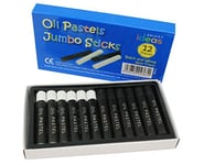 Bright Ideas Jumbo Oil Pastels - 12 Pack of Black and White Colours Oil Pastels Crayons - Perfect Oil Pastels for Kids, Artists, Students - Pastels for Paper, Card, Canvas. BI8352.