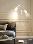 Anten Valis lampadaire sur pied blanc | Douille E27 max. 60W | 2 têtes rotatives à 360°| Lampe de canapé moderne en métal avec hauteur 159 cm | pour Salon Chambre Bureau (sans ampoule)