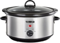 Tower T16039Y Slow Cooker with 3 Heat Settings and Removable Dishwasher Safe Po