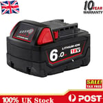 18V M18 XC 6.0Ah Battery For Milwaukee M18B5 Lithium-Ion M18B6 48-11-1850 5ah UK