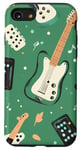 Coque pour iPhone SE (2020) / 7 / 8 Pédale de guitare verte minimaliste avec motif dessin animé