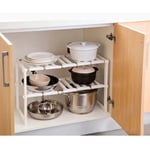 Organiseur extensible sous l'évier, multifonctionnel à 2 étages pour cuisine, salle de bain, étagère réglable avec 8 panneaux amovibles, blanc