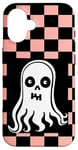 Coque pour iPhone 16 Ghost Pastel Goth Halloween Decor Orange à carreaux