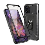 Case for iPhone 13 Pro Glass Screen Protector Camera Cover Ring Stand