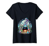 Womens Magical Witch Bubbling Cauldron of Halloween Nightmares Tee V-Neck T-Shirt