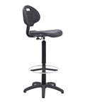 Office Hippo Laboratory Desk Chair, Robust Office Chair For Contract Use, Adjustable Seat, Versatile & Lightweight Easy-Clean Chair With High Rise Static Draughtsman - Black