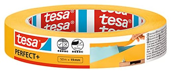 tesa Masking Tape PerfectPlus - Painter's Tape Made of Thin Washi Paper for Precise Masking During Painting Work - for Indoor use - 50 m x 19 mm