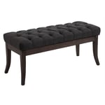 Décoshop26 - Banc design Chesterfield 100 cm avec coutures décoratives tissu gris foncé piétement en bois foncé