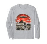 Cowboy Witnessing UFO in Desert Landscape Long Sleeve T-Shirt