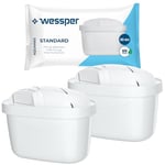 Wessper Cartouche Filtrante, Filtre à Eau Compatibles avec la Carafe Filtrante Brita Maxtra, Filtre avec Charbon Actif et résine échangeuse d'ions - 2 pièces