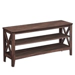 VASAGLE Shoe Bench, Shoe Storage Bench, Hallway Bench, 2-Tier Shoe Rack, 30 x 100 x 48 cm, Holds up to 272 kg, Farmhouse Style, for Living Room, Bedroom, Maroon Brown LSB153K51