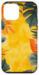 Coque pour iPhone 12 mini Aquarelle jaune tropical feuilles d'automne et citrouilles