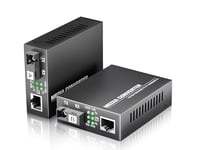 Elfcam® - Convertisseur Fibre Ethernet Équipé avec 1,25G SFP (Mini-GBIC) avec Fibre Optique SC Monomode Ports, Jusqu'à Une Distance de 20km, 1 Port RJ45 * 1 Port RJ45