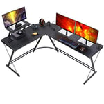 Yaheetech Bureau Gaming Bureau d'angle PC Table Informatique en Forme de L 162,5 x 130 x 96,5 cm avec Support d'écran Pieds Réglables pour Bureau Chambre Studio