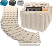 EDIESI, Sol Salle de Sport, Tatami, Tapis de Sport, pour Gym, Fitness, Musculation, Antidérapant, Puzzle, Sport Maison, EVA Caoutchouc, Piscine Isolation (18 pcs / 30x30x1 cm/Beige)