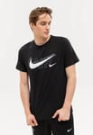 Nike Air Print Mens Sportswear Multi Swoosh T Shirt in Black Jersey - Size Medium