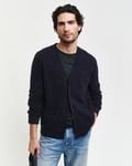 GANT - Cardigan i ull med knapper til herre dark navy melange