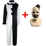 Cgmgtsn Vuxen Terrifier 2 Art The Clown Cosplay Kostym Jumpsuit Hatt Outfit Halloween Karneval Dräkt V Kostym och Mask Costume and Mask M