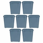 7 x Plastic 45L Laundry Basket with Lid Dirty Clothes Storage Hamper Bin - Blue