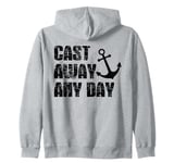 Boating Cast Away Any Day Sail Boat Yacht Pontoon Captain Zip Hoodie