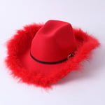 Cowboy hattu syksy ja talvi paksu fedora hattu yksivärinen punainen kihara härän pää logo unisex jazz