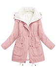 CMTOP Manteau Femme Hiver Veste Polaire Doublure Chaud Manteaux Peluche Chaude Blouson Thermique Epais Parka Couleur Unie Outwear Zippé Chic et Élégant Manteau avec Revers(Rose,L)