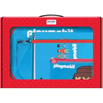 DOHE - Pack Scolaire Grand Sac à Dos, Trousse Triple et classeur avec 100 Feuilles de Rechange - Set Primaire pour Enfant, Mallette, matériel Scolaire, Playmobil Core, 51,5 x 36,5 x 10,5 cm, Trousse