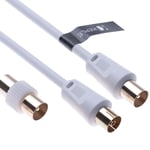 TV Aerial Ariel Cable Coaxial Extension Lead Freesat RF Male to Female Plug with Male Adapter Coax Coupler for Freeview TV, DVD, VCR, SKY HD Virgin, BT, TV Box Satellite Antenna M-F Splitter White 10m