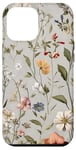 Coque pour iPhone 13 Pro Max Vert olive Boho botanique fleurs sauvages plantes fleur