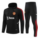 Manchester United 23-24 Vuxen Halv Zip Hoodie Svart svart black 2XL