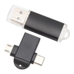 USB Memory Storage Stick Kompakti kannettava USB-muistitikku, jossa USB Type C ja Micro USB -sovitin Windows 98:lle OS X 9 Black 32GB