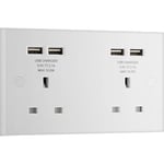 BG Electrical Double UnSwitched 13 A Fast Charging Power Socket with Four USB Charging Ports