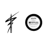 NYX Professional Makeup Poudre de Finition Compacte Perfectrice de Teint High Definition, Finit Mat, Contrôle de la Brillance, Teinte : Translucide & Eyeliner Feutre Epic Ink Liner, Waterproof, Black