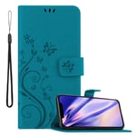 Coque pour Apple iPhone 13 PRO en BLEU FLORAL Housse de protection Étui au design floral avec fermeture magnétique, fonction de support et emplacements pour cartes - Neuf