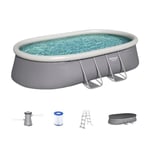 Kit Piscine hors sol autoportante BESTWAY - Fast Set - 488 x 305 x 107cm - Ovale (avec filtre, échelle, bâche, cartouche)