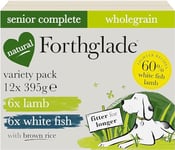 Forthglade Wet Dog Food Variety Pack (12 x 395g Trays) - Senior Dogs 7 Years +, Lamb & White Fish, Stomach Sensitive Dog Food with Brown Rice, Hypoallergenic Dog Food