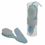 Blue Baby Hair Brush & Comb Set  Cradle Cap Soft Tangle Free Newborn Toddler